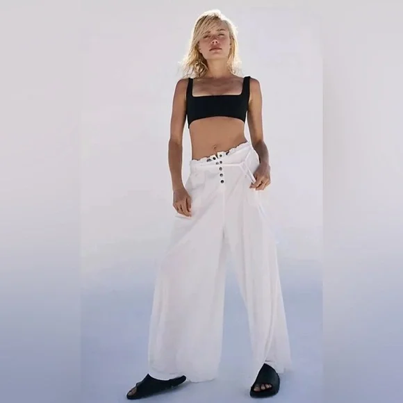 Free People Pants FP Movement White Spatial Wide Leg Palazzo NWT SMALL - Picture 4 of 6